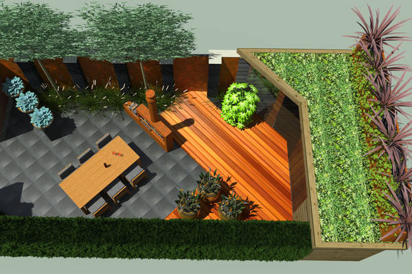 A small garden with many possibilities, atmosphere and warm tones