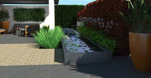 Tight garden with roof and water element